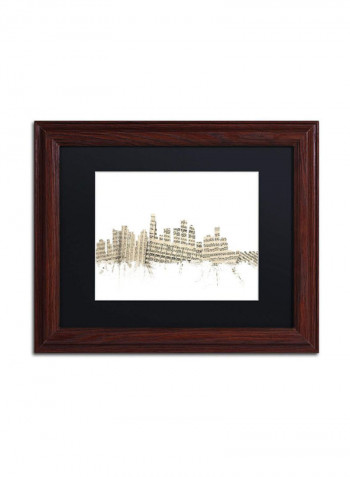 Los Angeles Skyline Sheet Music Wooden Frame Wall Art Multicolour 11 x 14inch
