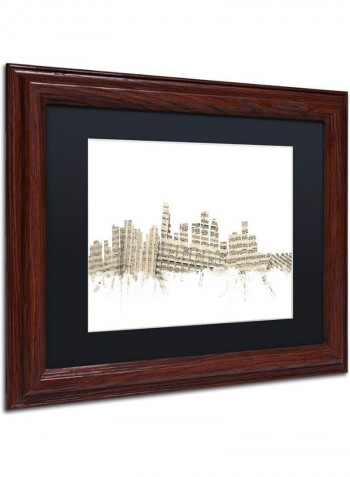 Los Angeles Skyline Sheet Music Wooden Frame Wall Art Multicolour 11 x 14inch
