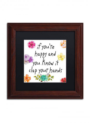 Happy Wooden Framed Wall Art Multicolour 11 x 11inch