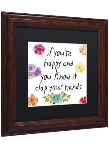 Happy Wooden Framed Wall Art Multicolour 11 x 11inch
