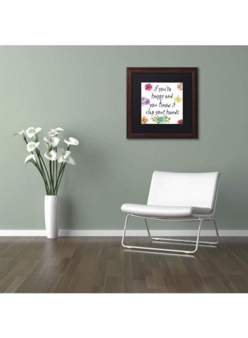 Happy Wooden Framed Wall Art Multicolour 11 x 11inch