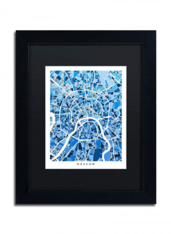 Moscow City Street Map Iii Wall Art Blue/White 11 x 14inch