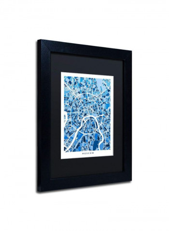 Moscow City Street Map Iii Wall Art Blue/White 11 x 14inch