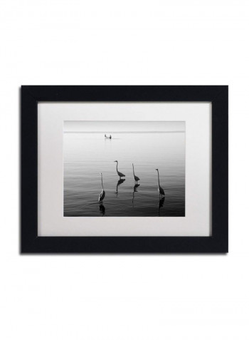 Herons And Boat Framed Wall Art Multicolour 11 x 14inch