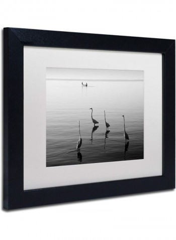 Herons And Boat Framed Wall Art Multicolour 11 x 14inch