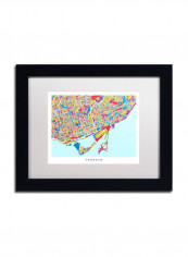 Toronto Street Map III Framed Wall Art Multicolour 11 x 14inch