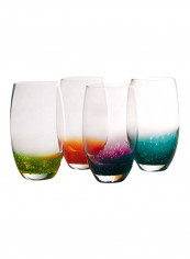 4-Piece Fizzy Highball Glasses Set Blue/Pink/Green 3x6x3inch