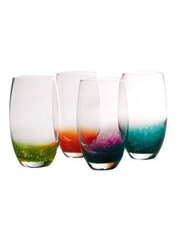 4-Piece Fizzy Highball Glasses Set Blue/Pink/Green 3x6x3inch