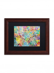 Rome Italy Street Map II Wooden Framed Wall Art Multicolour 11 x 14inch