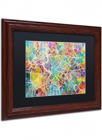 Rome Italy Street Map II Wooden Framed Wall Art Multicolour 11 x 14inch