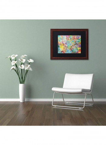 Rome Italy Street Map II Wooden Framed Wall Art Multicolour 11 x 14inch