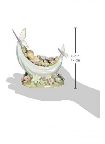 Porcelain Sleeping Child Figurine White/Beige/Green 6.25inch