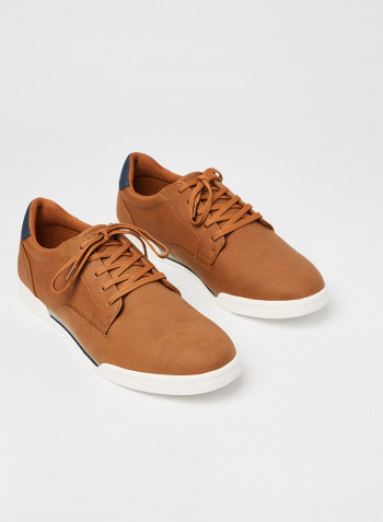 Fradolian Faux Leather Sneakers Brown/White