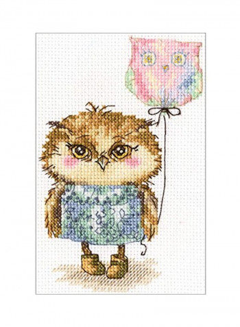 14-Piece Counted Cross Stitch Kit White/Gold/Pink