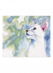 Feline Grace Counted Cross Stitch Kit White/Blue/Green