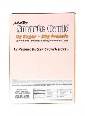 12-Piece Smarte Carb Peanut Butter Crunch Protein Bar