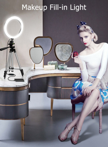 LED Ring Light With Metal Tripod Silver
