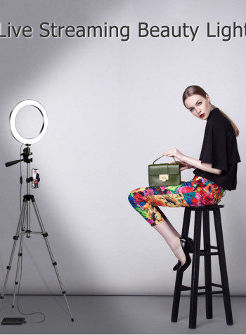 LED Ring Light With Metal Tripod Silver