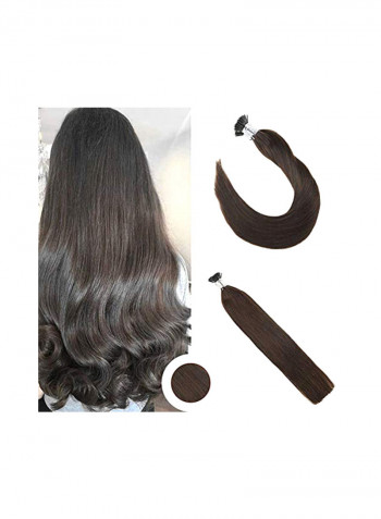 2-Piece Silky Straight Brazilian Hair Extensions Set Dark Brown