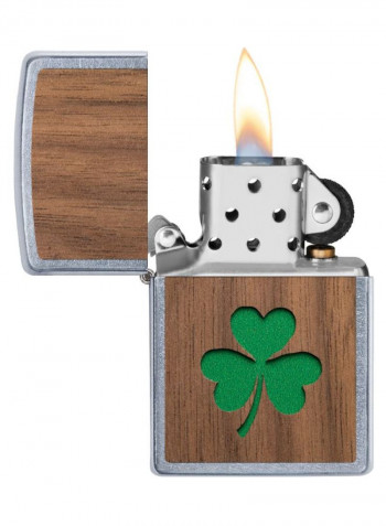 Woodchuck Clover Gas Lighter Silver/Green/Brown 2.4ounce