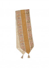 Embroidered Table Runner Beige/Brown/Green 400x30centimeter