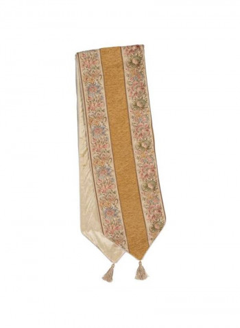 Embroidered Table Runner Beige/Brown/Green 400x30centimeter
