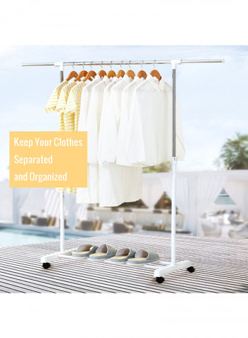 Removable Garment Rack With Bottom Shelf Silver/White