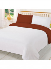 3-Piece Reversible Duvet Set Cotton Brown/White 86 x 90inch