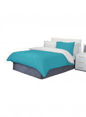 3-Piece Reversible Duvet Set Cotton Turquoise Blue 78x78inch