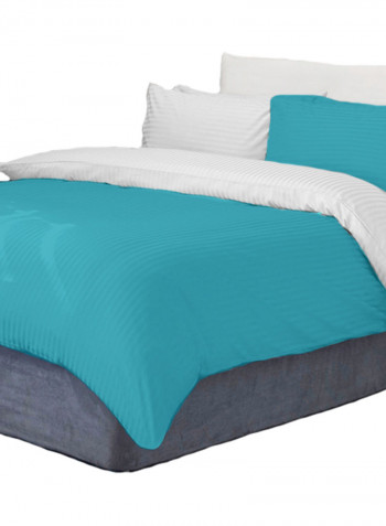 3-Piece Reversible Duvet Set Cotton Turquoise Blue 78x78inch