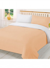 3-Piece Reversible Duvet Set Cotton Orange/White 102 x 86inch