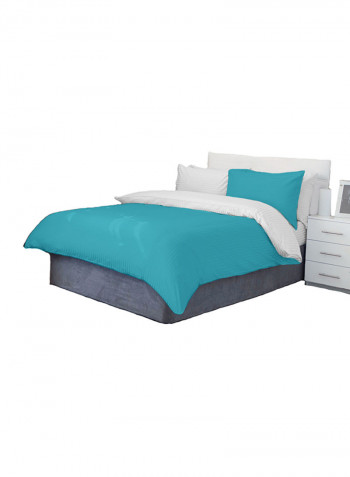 3-Piece Reversible Duvet Set Cotton Turquoise Blue 102x86inch