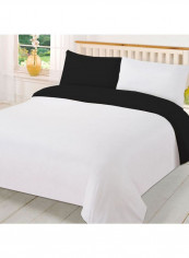 3-Piece Riversible Duvet Cover Set Cotton Black/White 53 x 78inch