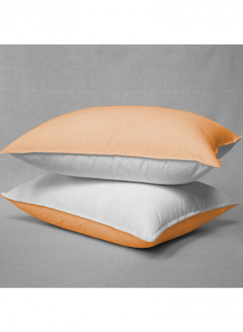 3-Piece Riversible Duvet Cover Set Cotton Peach/White 86 x 90inch