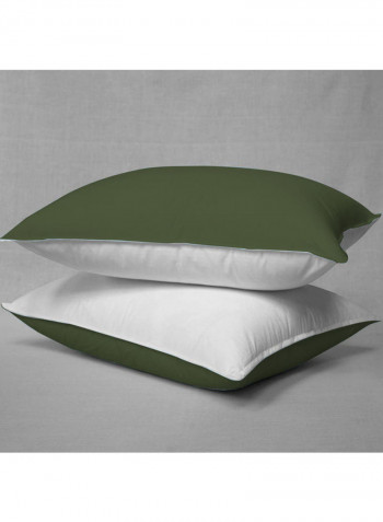 3-Piece Reversible Duvet Cover Set Cotton Green/White 102 X  86inch