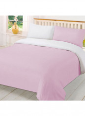 3-Piece Reversible Duvet Cover Set Cotton Pink/White 102 X  86inch