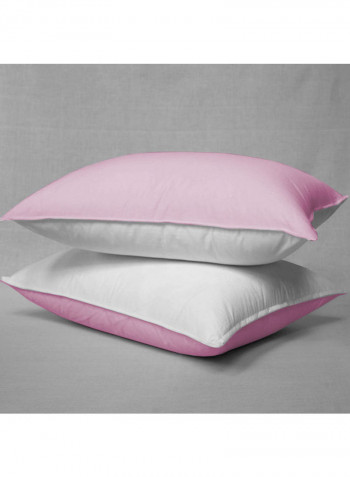 3-Piece Reversible Duvet Cover Set Cotton Pink/White 102 X  86inch