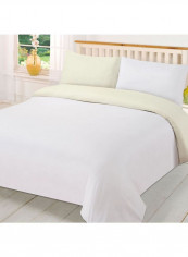 3-Piece Reversible Duvet Set Cotton Beige/White 53 x 78inch