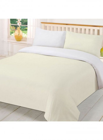 3-Piece Reversible Duvet Set Cotton Beige/White 53 x 78inch