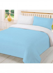 3-Piece Reversible Duvet Set Cotton Blue/White 78 x 78inch