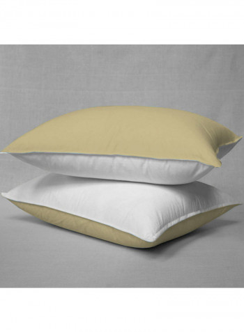 3-Piece Reversible Duvet Cover Set Cotton Beige/White 53 X  78inch