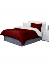 3-Piece Reversible Duvet Cover Set Cotton Burgundy/White 114 x 96inch