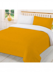 3-Piece Reversible Duvet Set Cotton Orange/White 53 x 78inch