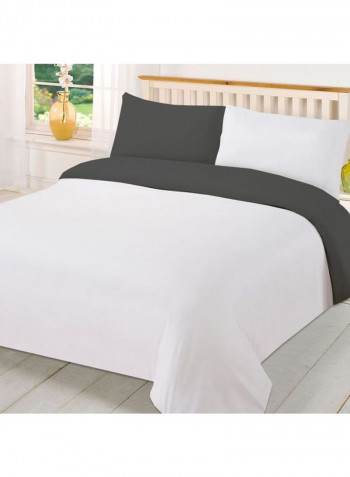 3-Piece Riversible Duvet Cover Set Cotton Dark Grey/White 86 x 90inch