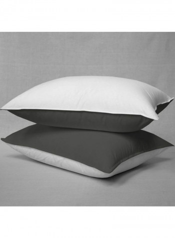 3-Piece Riversible Duvet Cover Set Cotton Dark Grey/White 86 x 90inch