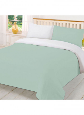 3-Piece Duvet Cover Set Cotton White/Green 86 x 90inch