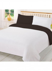 3-Piece Reversible Duvet Cover Set Cotton Brown/White 78 x 78inch