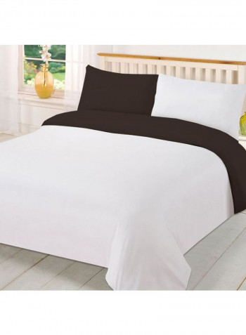 3-Piece Reversible Duvet Cover Set Cotton Brown/White 78 x 78inch