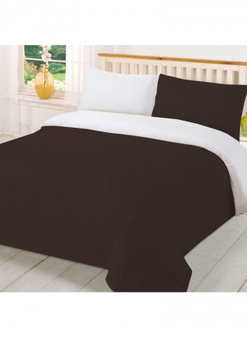 3-Piece Reversible Duvet Cover Set Cotton Brown/White 78 x 78inch