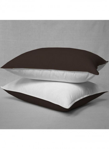 3-Piece Reversible Duvet Cover Set Cotton Brown/White 78 x 78inch